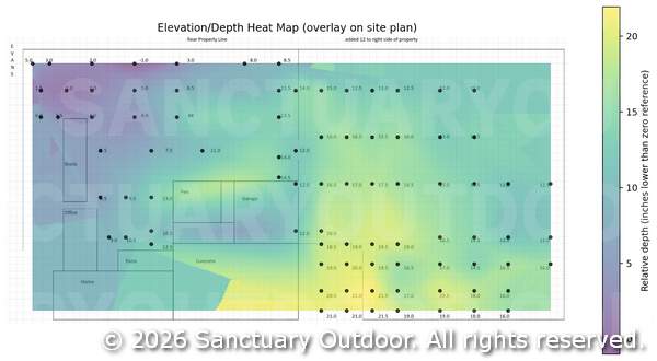 Grading heat map for 1 acre yard
