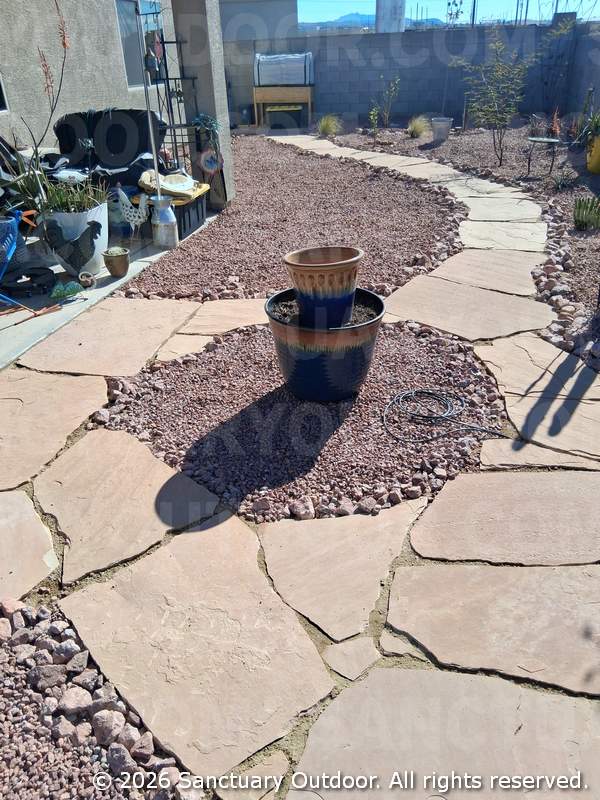 3D landscape render - Fire feature-centric desert yard view 1